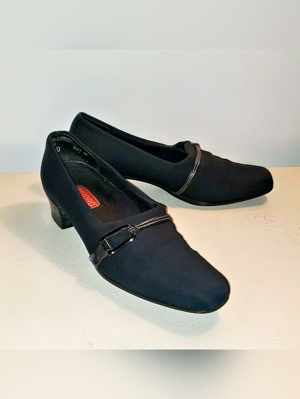 Munro Candi Li Navy  Slip-On Heels with Decorative Buckle